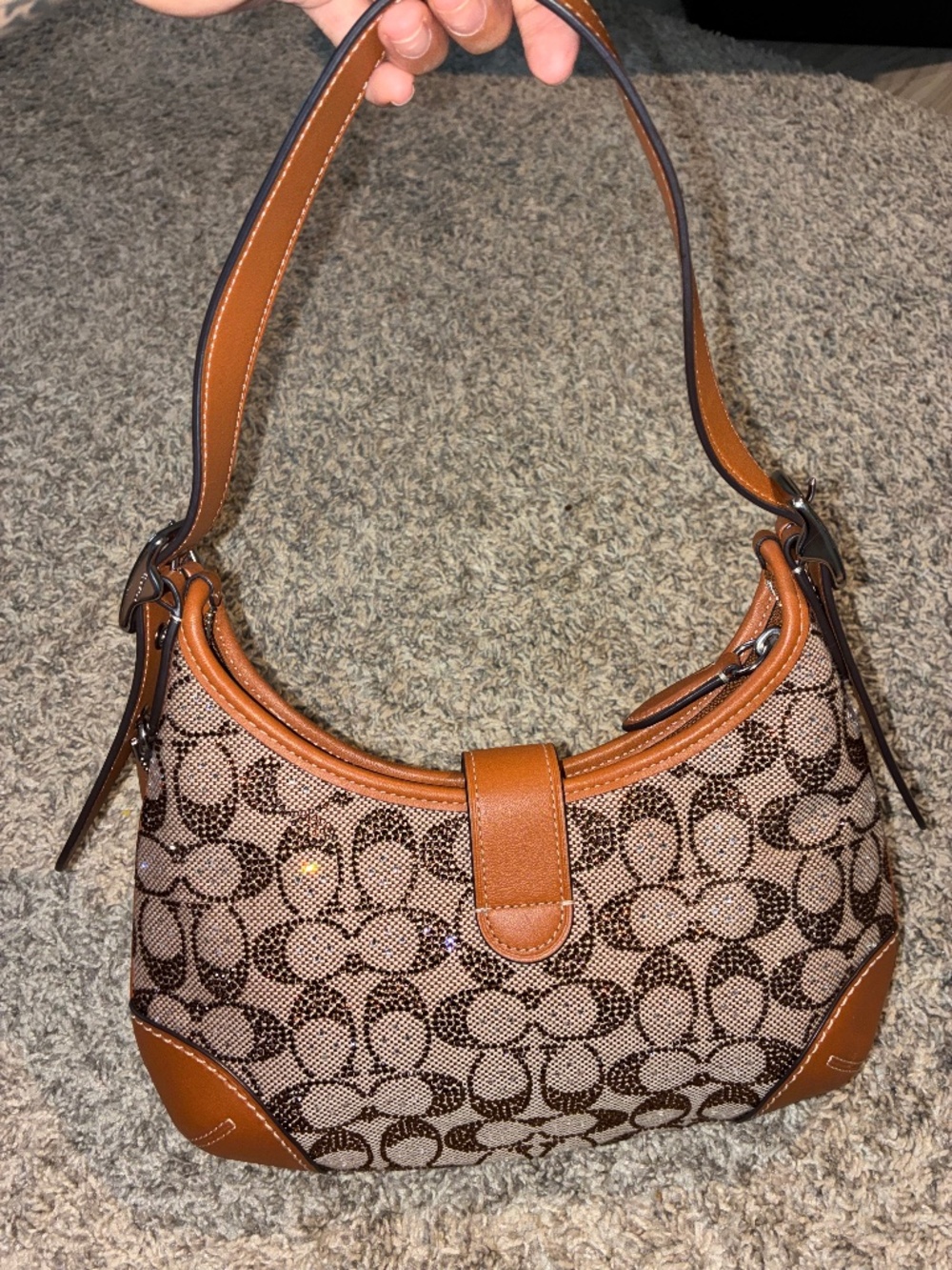 Hamptons Hobo Bag In Crystal Signature Jacquard